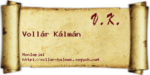 Vollár Kálmán névjegykártya